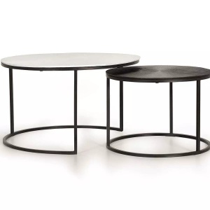 mutoni inspiration, Couchtisch Metall schwarz weiss rund (2er-Satz), Couchtisch Metall schwarz weiss rund (2er-Set)