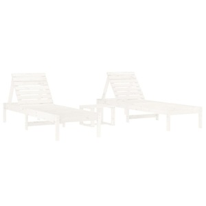 vidaXL, vidaXL Sonnenliegen 2 Stk. mit Tisch Weiß Massivholz Kiefer