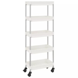 vidaXL, vidaXL Küchenwagen 5 Etagen Weiß 42x29x128 cm Eisen und ABS