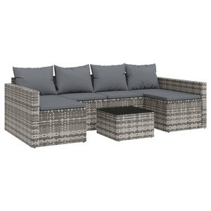 vidaXL, vidaXL 2-tlg. Garten-Lounge-Set mit Kissen Grau Poly Rattan
