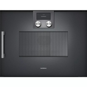 Gaggenau, Gaggenau BMP 250 100 Backofen Anthrazit rechts, Gaggenau Serie 200, Einbau-Kompaktbackofen mit Mikrowellenfunktion, 60 x 45 cm, Türanschlag: Rechts, Gaggenau Anthrazit, BMP250100, ID BMP250100