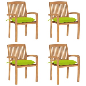vidaXL, vidaXL Stapelbare Gartenstühle mit Kissen 4 Stk. Massivholz Teak, 