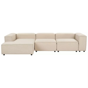 Beliani, Beliani - Rechtsseitiges Ecksofa aus Polyester Modern ARDAL, One Size, Perle