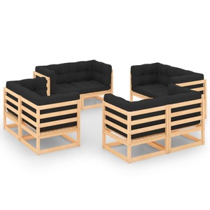 vidaXL, vidaXL 8-tlg. Garten-Lounge-Set mit Kissen Massivholz Kiefer