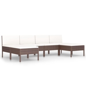 vidaXL, vidaXL 6-tlg. Garten-Lounge-Set mit Auflagen Poly Rattan Braun, vidaXL 6-tlg. Garten-Lounge-Set mit Auflagen Poly Rattan Braun
