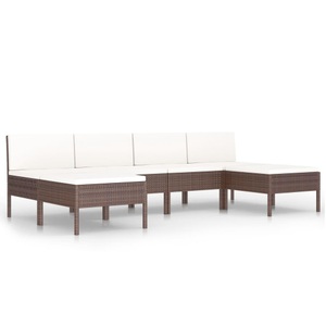 vidaXL, vidaXL 6-tlg. Garten-Lounge-Set mit Auflagen Poly Rattan Braun