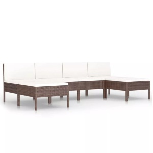 vidaXL, vidaXL 6-tlg. Garten-Lounge-Set mit Auflagen Poly Rattan Braun