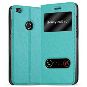 Cadorabo, Hülle für Huawei P8 LITE 2017 / P9 LITE 2017 Magnetverschluss, 2 Sichtfenstern, Cadorabo - Hülle für Huawei P8 LITE 2017 / P9 Magnetverschluss, 2 Sichtfenstern, Türkisblau