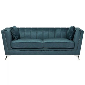 Beliani, Beliani 3-Sitzer Sofa Samtstoff blau/grün GAULA, Beliani - 3 Sitzer Sofa aus Samtstoff Glamourös GAULA, One Size, Stahlblau