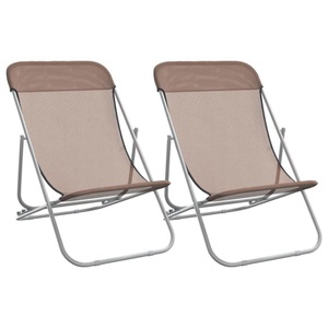 vidaXL, vidaXL Strandstühle 2 Stk. Braun Textilene & Pulverbeschichteter Stahl, vidaXL Strandstühle 2 Stk. Braun Textilene & Pulverbeschichteter Stahl