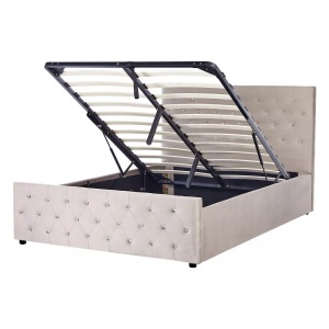 Beliani, Bett mit Lattenrost aus Samtstoff Glamourös AMIENS Bett mit Lattenrost aus Samtstoff Glamourös AMIENS