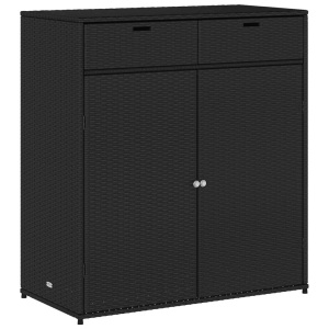 vidaXL, vidaXL Gartenschrank Schwarz 105x55x113 cm Poly Rattan, vidaXL Gartenschrank Schwarz 105x55x113 cm Poly Rattan