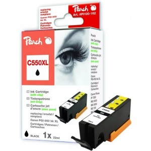 Peach, Peach XL-Tintenpatrone schwarz kompatibel zu Canon PGI-550, PGI-550PGBK XL, Peach C550 XLPGBK Druckerpatrone XL bk ersetzt Canon PGI-550XLPGBK, 6431B001 für z.B. Canon Pixma MX 925, Canon Pixma IP 7250, Canon Pixma IP 7200