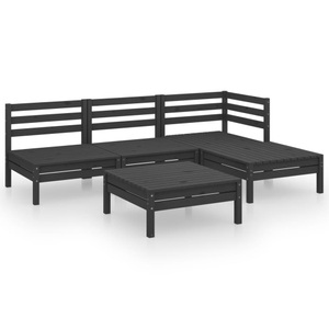vidaXL, vidaXL 5-tlg. Garten-Lounge-Set Massivholz Kiefer Schwarz