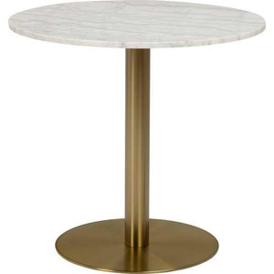 mutoni scandi, Esstisch Bristol Marmor weiss gold, MID.YOU Esstisch in metall, stein 80/75 cm , Corby , Weiss, Messingfarben , 75 cm , gebürstet,Naturstein,Marmor , 001749082301