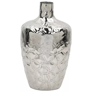 Beliani, Beliani Blumenvase Aluminium silber 39 cm INSHAS Vase, Beliani - Blumenvase aus Aluminium Glamourös INSHAS, One Size, Antikes Silber