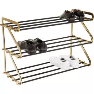 Kare Design, Schuhregal Walk Big, KARE Schuhregal »Walk Big 84 x 55 cm, Goldfarben/Schwarz«