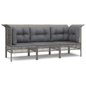 vidaXL, vidaXL 3-tlg. Garten-Lounge-Set mit Kissen Grau Poly Rattan