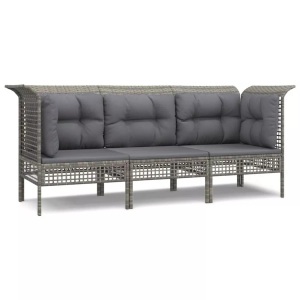vidaXL, vidaXL 3-tlg. Garten-Lounge-Set mit Kissen Grau Poly Rattan