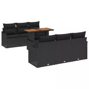 vidaXL, VidaXL - Garten-sofa-set poly-rattan, One Size, Schwarz