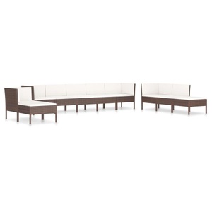 vidaXL, vidaXL 10-tlg. Garten-Lounge-Set mit Auflagen Poly Rattan Braun, vidaXL 10-tlg. Garten-Lounge-Set mit Auflagen Poly Rattan Braun