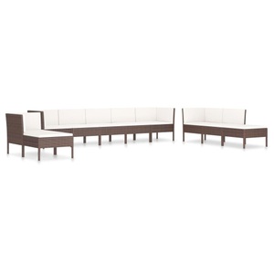 vidaXL, vidaXL 10-tlg. Garten-Lounge-Set mit Auflagen Poly Rattan Braun