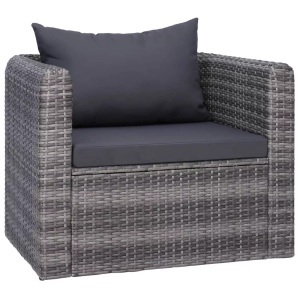 Diverse Hardware, Gartenstuhl mit Polster und Kissen Poly Rattan Grau