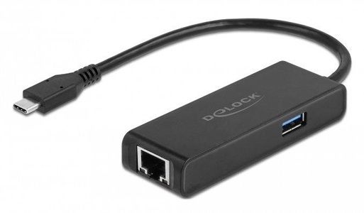Delock, Adapter USB-C Stecker > 2,5 Gigabit LAN RJ-45 + USB-A Buchse, Delock Netzwerk-Adapter 2.5 Gbps USB Typ-C