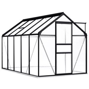 vidaXL, vidaXL Gewächshaus mit Fundamentrahmen Anthrazit Aluminium 5,89 m³, vidaXL Gewächshaus mit Fundament Anthrazit Aluminium 5,89 m²