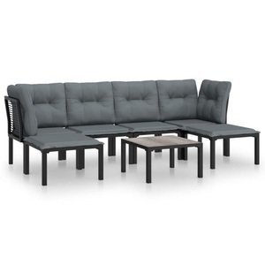 vidaXL, vidaXL 7-tlg. Garten-Lounge-Set Schwarz und Grau Poly Rattan