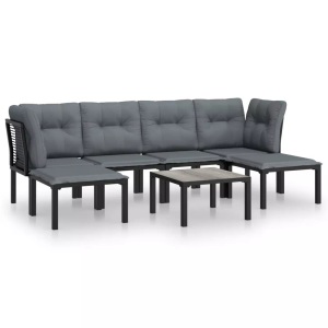 vidaXL, vidaXL 7-tlg. Garten-Lounge-Set Schwarz und Grau Poly Rattan