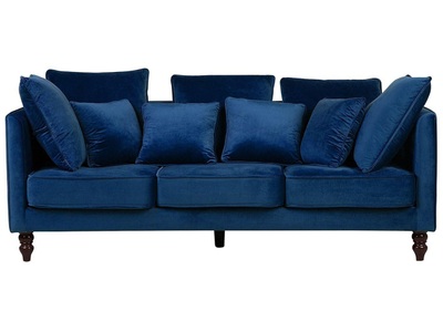 Beliani, Beliani 3-Sitzer Sofa Polsterbezug marineblau FENSTAD, Beliani - 3 Sitzer Sofa aus Samtstoff Industriell FENSTAD, One Size, Dunkelblau