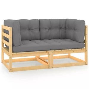 vidaXL, vidaXL Gartensofa 2-Sitzer mit Kissen Kiefer Massivholz, vidaXL Gartensofa 2-Sitzer mit Kissen Kiefer Massivholz