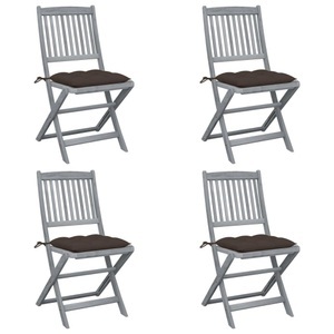 vidaXL, vidaXL Klappbare Gartenstühle 4 Stk. mit Kissen Massivholz Akazie, vidaXL Klappbare Gartenstühle 4 Stk. mit Kissen Massivholz Akazie
