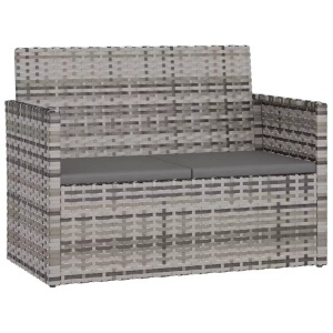 vidaXL, vidaXL Gartenbank mit Kissen Grau 105 cm Poly Rattan