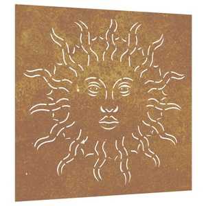 vidaXL, vidaXL Garten-Wanddeko 55x55 cm Cortenstahl Sonne-Design, 