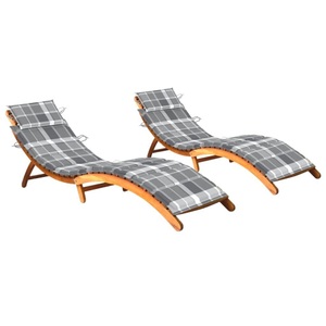 vidaXL, vidaXL Sonnenliegen 2 Stk. mit Auflagen Massivholz Akazie