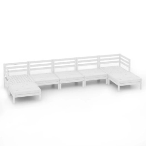 vidaXL, vidaXL 7-tlg. Garten-Lounge-Set Weiß Massivholz Kiefer, vidaXL 7-tlg. Garten-Lounge-Set Weiß Massivholz Kiefer