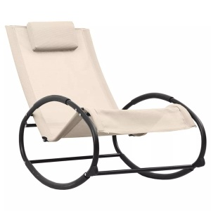 vidaXL, vidaXL Sonnenliege mit Kissen Stahl und Textilene Creme, vidaXL Sonnenliege mit Kissen Stahl und Textilene Creme