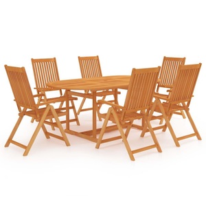 vidaXL, vidaXL 7-tlg. Garten-Essgruppe Massivholz Teak, vidaXL 7-tlg. Garten-Essgruppe Massivholz Teak