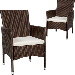 TecTake, 2 Rattanstühle + 4 Sitzbezüge 2 Rattanstühle + 4 Sitzbezüge, Tectake - 2 Rattanstühle + 4 Sitzbezüge, Stück, Beige