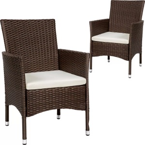 TecTake, 2 Rattanstühle + 4 Sitzbezüge 2 Rattanstühle + 4 Sitzbezüge, Tectake - 2 Rattanstühle + 4 Sitzbezüge, Stück, Beige