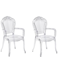 Beliani, Beliani Esszimmerstuhl transparent 2er Set VERMONT II, Beliani - Esszimmerstuhl 2er Set aus Polycarbonat Glamourös VERMONT, One Size, Transparent