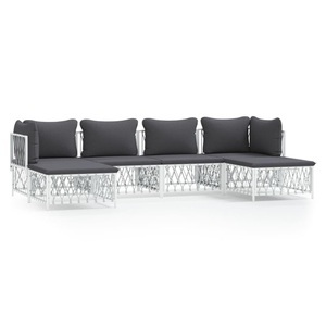 vidaXL, vidaXL 6-tlg. Garten-Lounge-Set mit Kissen Weiß Stahl, vidaXL 6-tlg. Garten-Lounge-Set mit Kissen Weiß Stahl