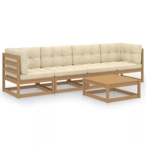 vidaXL, vidaXL 5-tlg. Garten-Lounge-Set mit Kissen Kiefer Massivholz, vidaXL 5-tlg. Garten-Lounge-Set mit Kissen Kiefer Massivholz