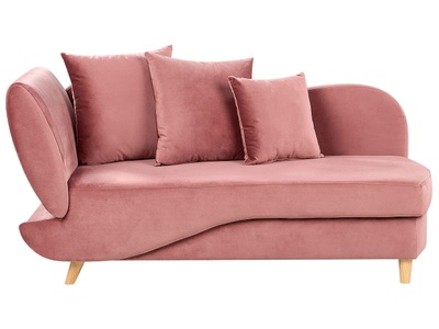 Beliani, Chaiselongue aus Samtstoff Retro MERI Chaiselongue aus Samtstoff Retro MERI, Beliani - Linksseitige Chaiselounge aus Samtstoff Retro MERI, One Size, Pink