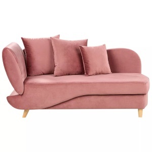 Beliani, Chaiselongue aus Samtstoff Retro MERI Chaiselongue aus Samtstoff Retro MERI, Beliani - Linksseitige Chaiselounge aus Samtstoff Retro MERI, One Size, Pink