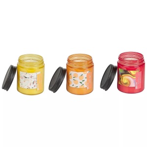 Beliani, Duftkerze im 3er Set aus Sojawachs Modern FRUITY BLOOM Duftkerze im 3er Set aus Sojawachs Modern FRUITY BLOOM, Beliani - Duftkerzen 3er Set aus Sojawachs FRUITY BLOOM, One Size, Gelb Bunt