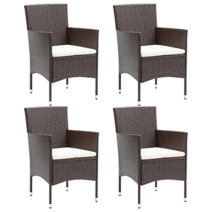 vidaXL, vidaXL Garten-Essstühle 4 Stk. Poly Rattan Braun, vidaXL Garten-Essstühle 4 Stk. Poly Rattan Braun