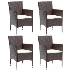 vidaXL, vidaXL Garten-Essstühle 4 Stk. Poly Rattan Braun, vidaXL Garten-Essstühle 4 Stk. Poly Rattan Braun